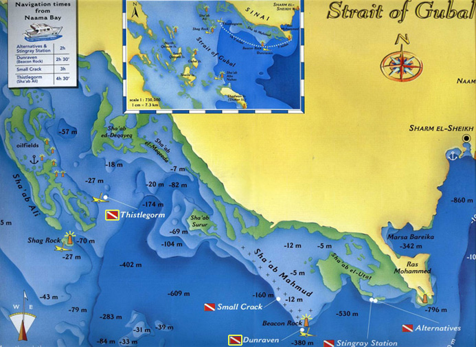 Diving Site Map of Strait of Gubal - Red Sea Divers International Sharm el Sheikh, Egypt