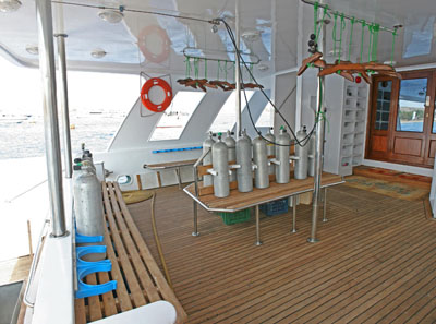 Dive Deck on M/Y Vasseem Liveaboad Diving Motor Yacht in Sharm el Sheikh Egypt